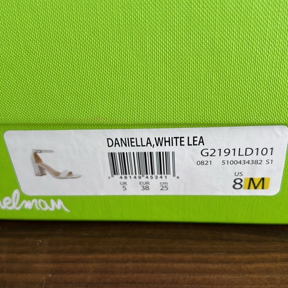 Sam Edelman Daniella Ankle Strap Sandal Elegant White Block Heels - 8 - Picture 7 of 8